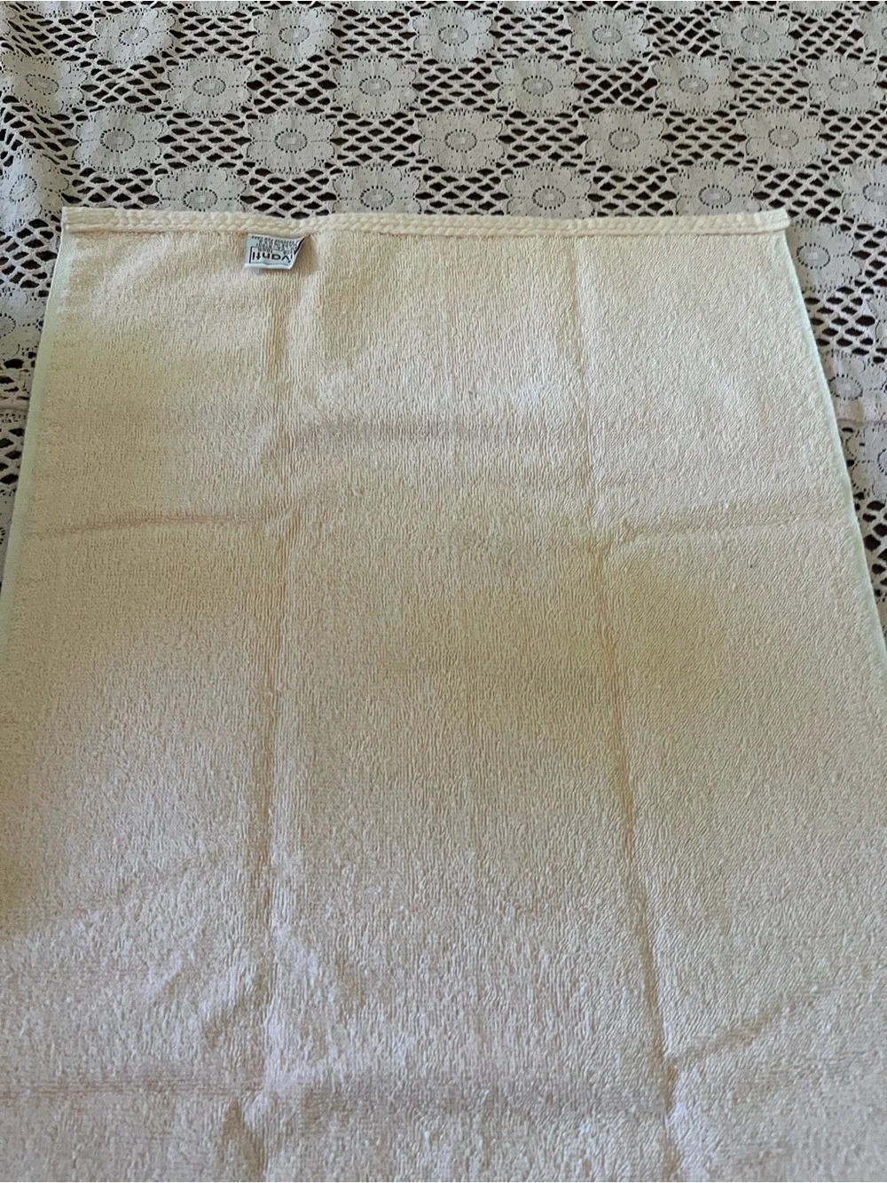 Decorative Cream Hand Towel with Satin Ribbon Rose
